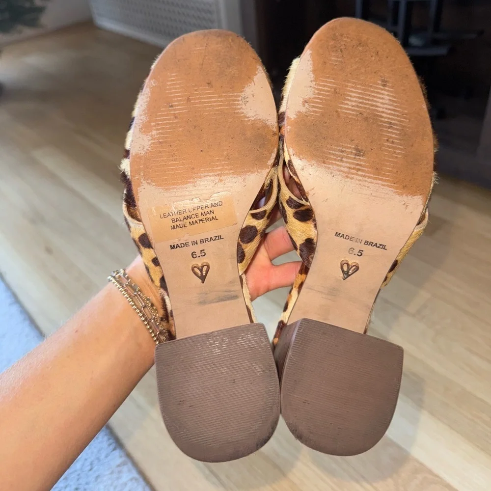 Lulu’s Henri Leopard Calf Hair Peep-Toe Mules - Picture 5 of 8